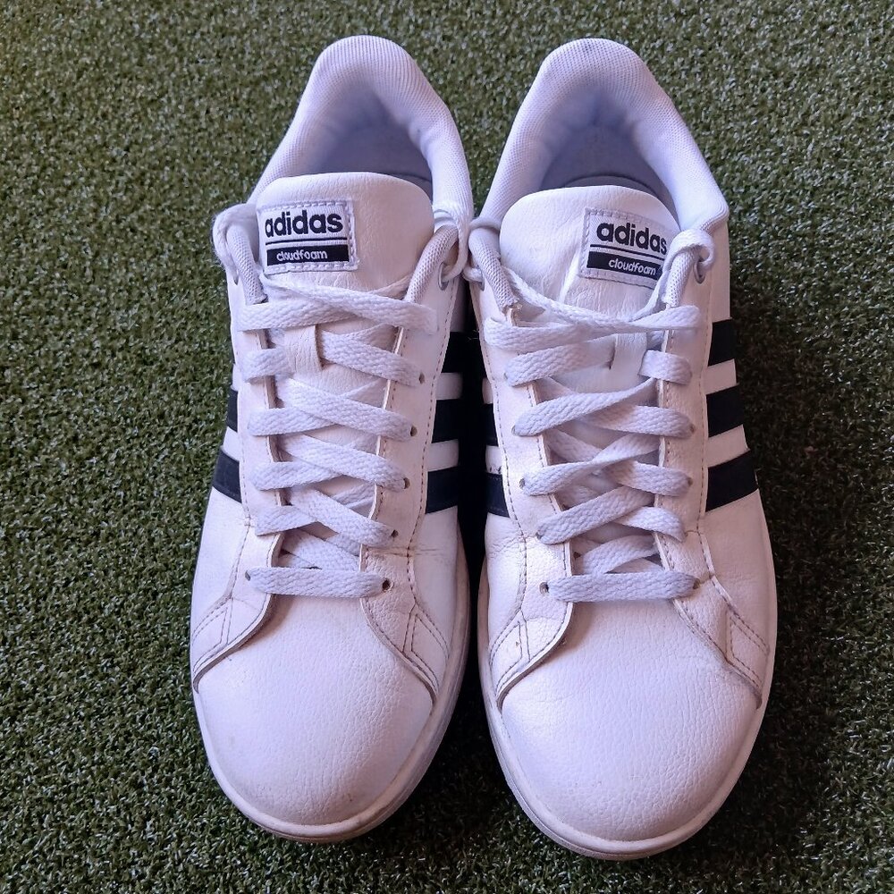 adidas Advantage Cloudfoam AW4294 White Black Men's Size 9 Sneakers EUC